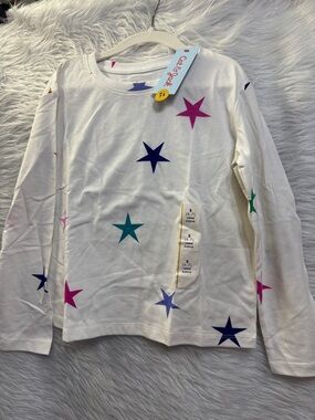 Cat & Jack White Long-Sleeve Tee with Multicolor Star Print